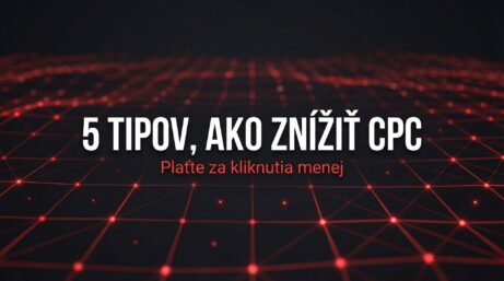 5 tipov ako znížiť cenu za kliknutie v Meta reklamách na tmavom pozadí s červenou digitálnou sieťou.