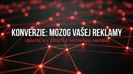 Konverzie: Mozog vašej reklamy na tmavom pozadí s červenou digitálnou sieťou